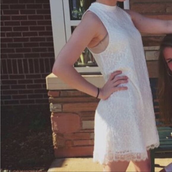 Urban Outfitters Cooperative high neck sleeveless white nylon lace mini dress SP - Picture 16 of 16